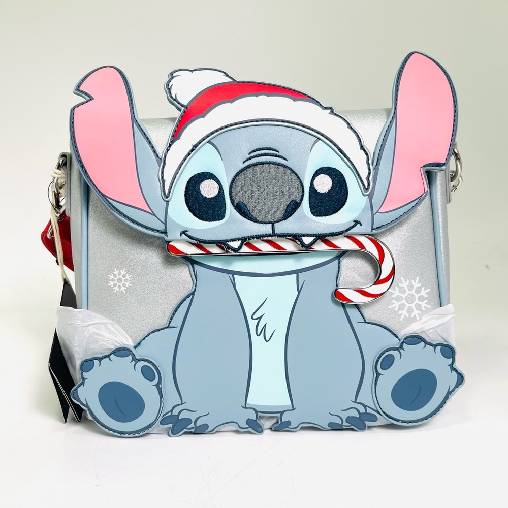 Loungefly Disney Stitch Holiday Glitter Snowflake Crossbody Bag